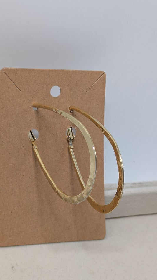 Gold-Tone Flat Textured Metal Hoop Earrings