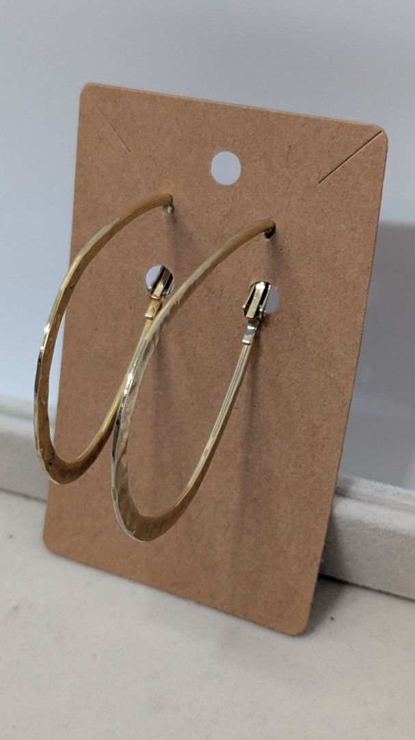 Gold-Tone Flat Textured Metal Hoop Earrings