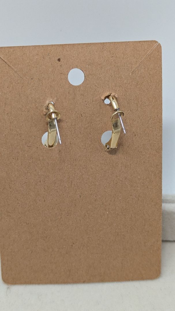 Gold-Tone Flat Textured Metal Hoop Earrings