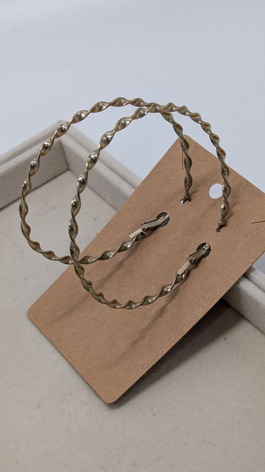 Silver-Tone Spiral Large Hoop Earrings