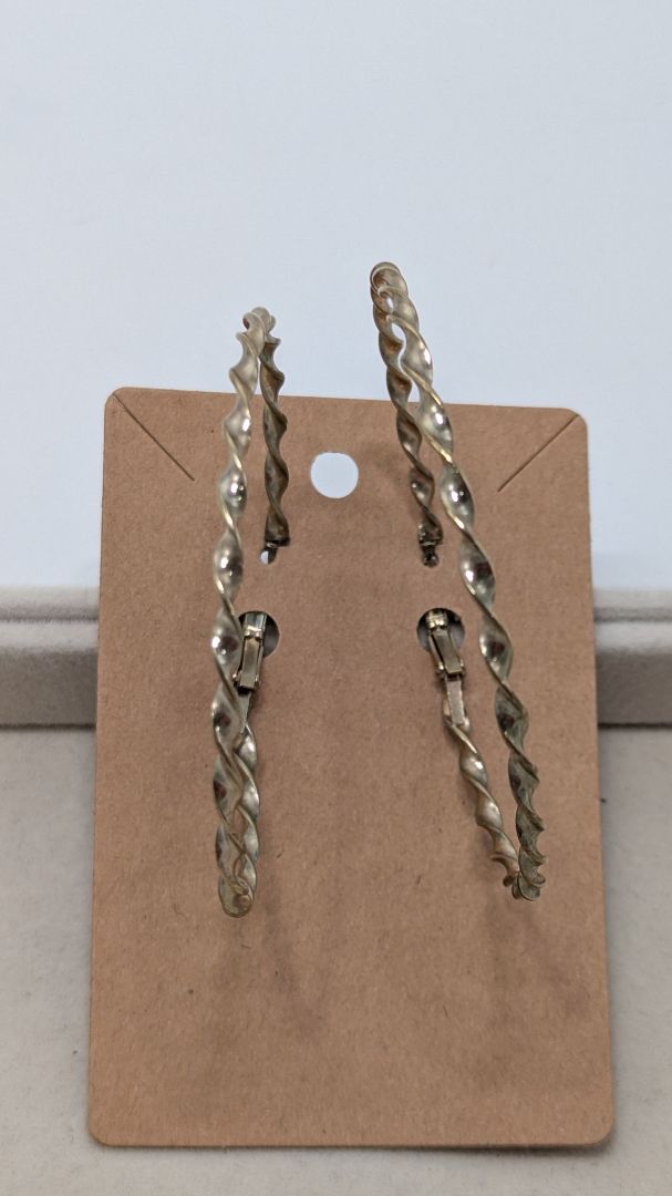 Silver-Tone Spiral Large Hoop Earrings