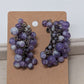 Silver/Purple Crescent Beaded Stud Earrings