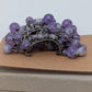 Silver/Purple Crescent Beaded Stud Earrings