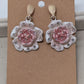 Gold/White/Pink Rose Rhinestone Dangle Earrings