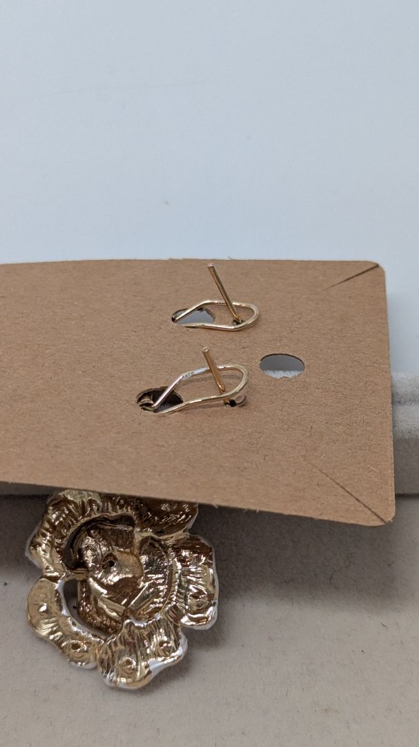 Gold/White/Pink Rose Rhinestone Dangle Earrings