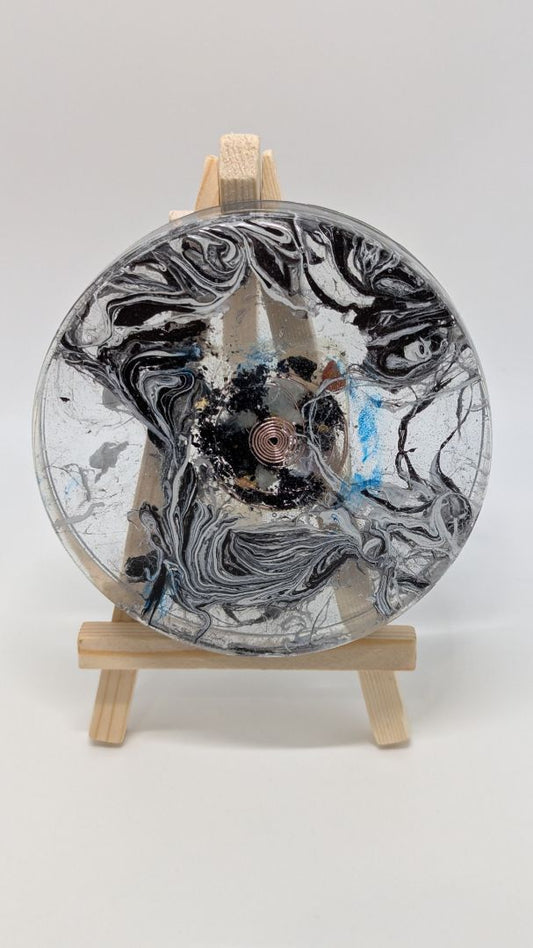 Handmade L. Williams Black/Grey Large Resin Coaster