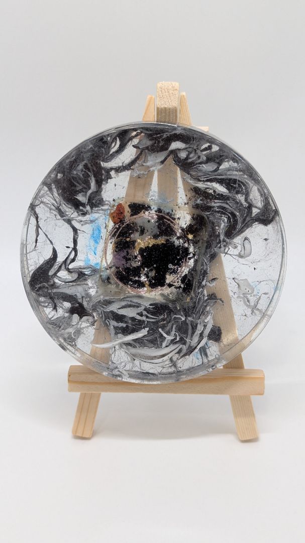 Handmade L. Williams Black/Grey Large Resin Coaster