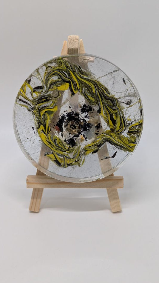 Handmade L. Williams Yellow/Black Large Resin Coaster