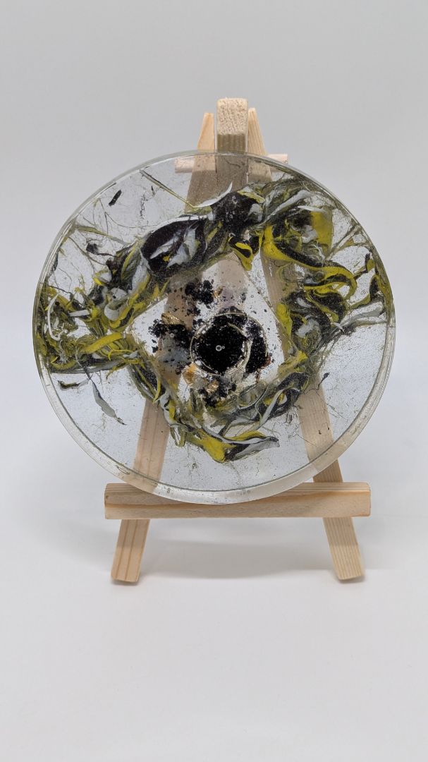 Handmade L. Williams Yellow/Black Large Resin Coaster