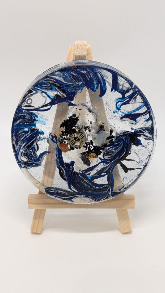 Handmade L. Williams Blue/White Large Resin Coaster