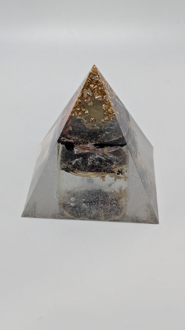 Handmade L. Williams Gold Tip Large Resin Pyramid (~3x3x3")