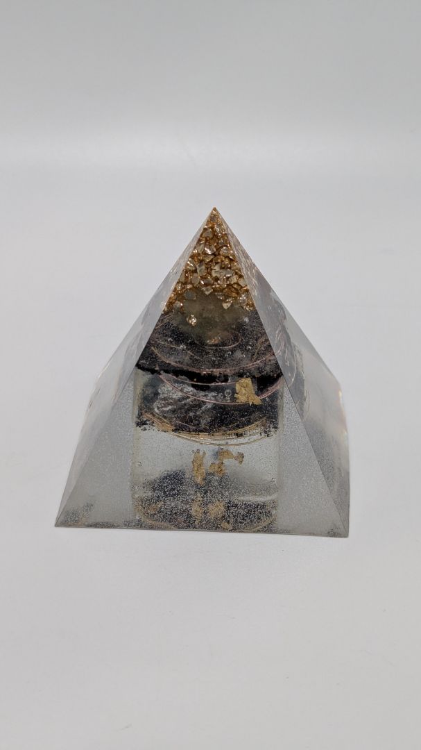 Handmade L. Williams Gold Tip Large Resin Pyramid (~3x3x3")