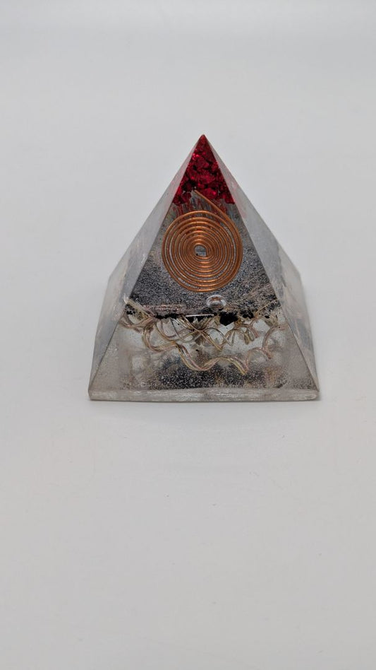 Handmade L. Williams Red Tip Medium Resin Pyramid (~2x2x2)