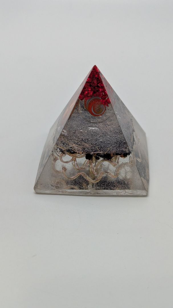 Handmade L. Williams Red Tip Medium Resin Pyramid (~2x2x2)