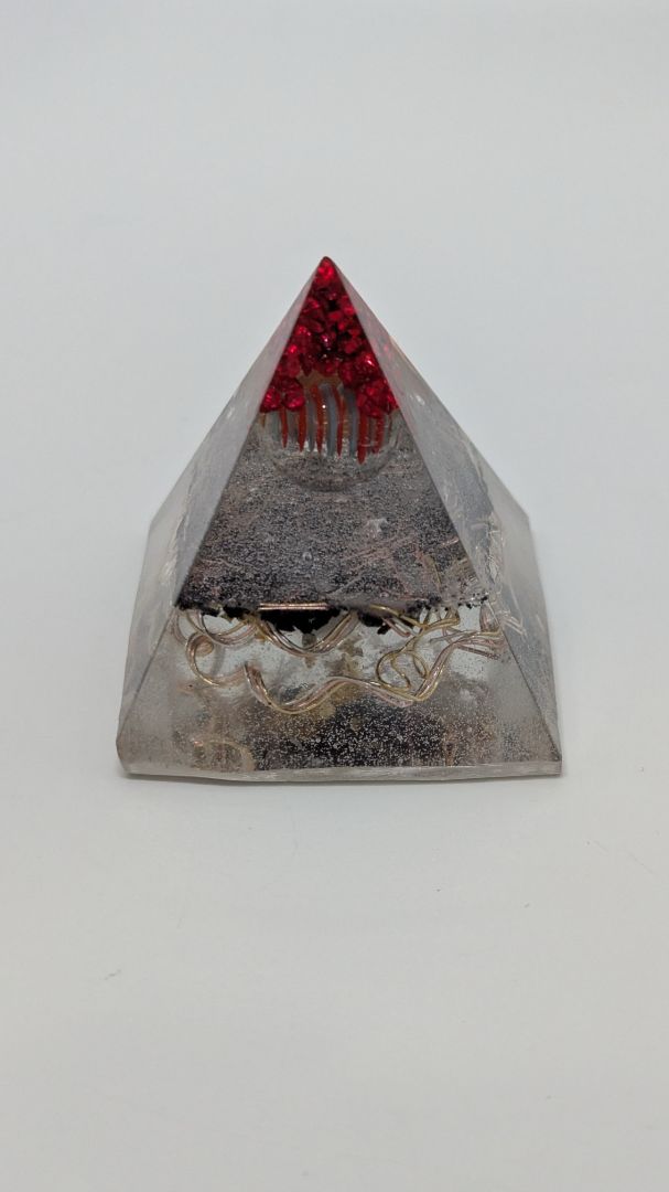 Handmade L. Williams Red Tip Medium Resin Pyramid (~2x2x2)