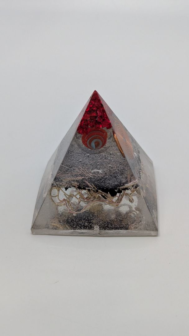Handmade L. Williams Red Tip Medium Resin Pyramid (~2x2x2)
