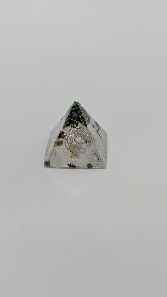 Handmade L. Williams Green Tip Small Resin Pyramid (~1x1x1")