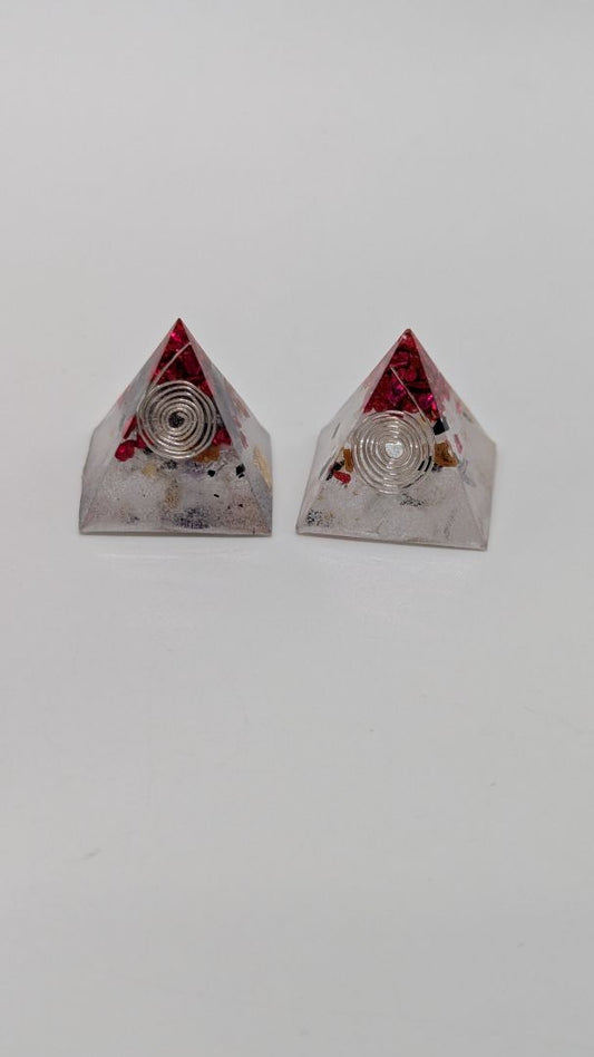 Handmade L. Williams Red Tip Small Resin Pyramid (~1x1x1")