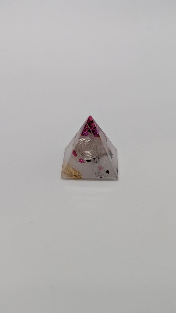 Handmade L. Williams Purple Tip Small Resin Pyramid (~1x1x1")