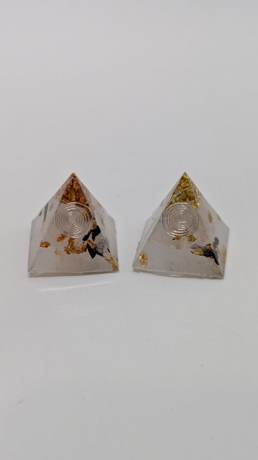Handmade L. Williams Gold Tip Small Resin Pyramid (~1x1x1")
