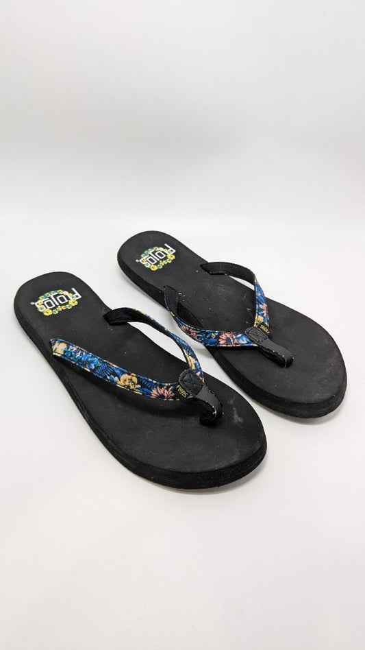 Flojos Black/Blue Floral Keilani Women's Flip-Flop Sandals
