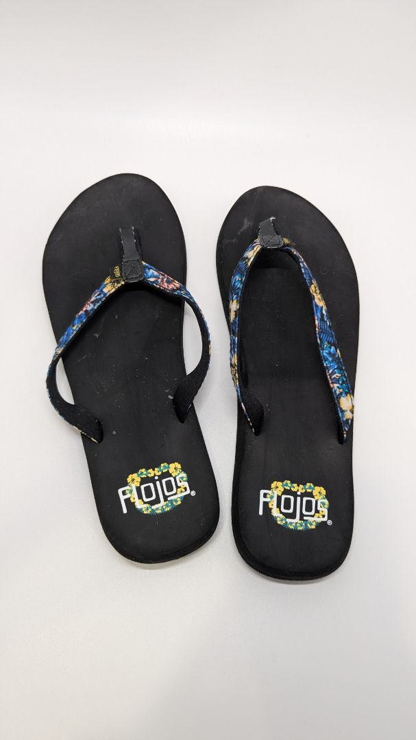 Flojos Black/Blue Floral Keilani Women's Flip-Flop Sandals