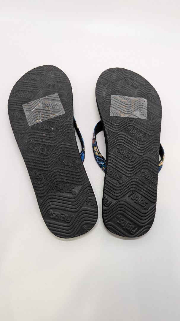 Flojos Black/Blue Floral Keilani Women's Flip-Flop Sandals