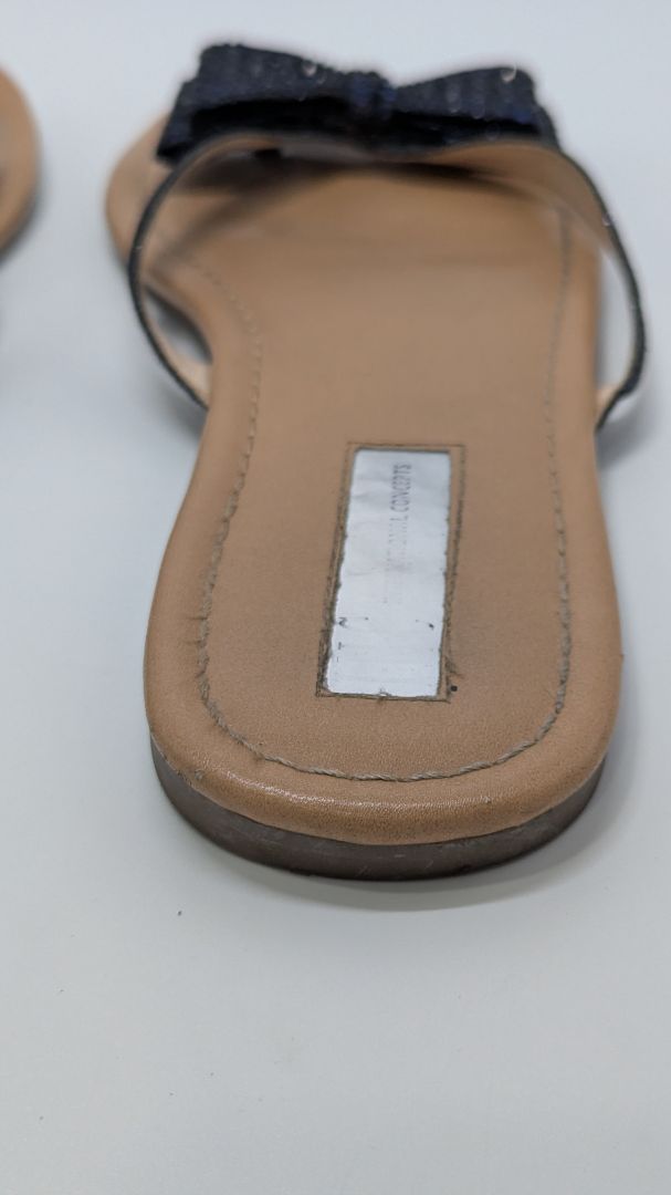 INC Navy Mabae Open-Toe Casual Rhinestone Slide Sandals