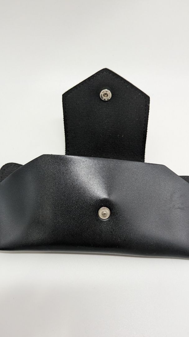Black Faux-Leather Sunglasses Case with Wrist Strap