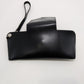 Black Faux-Leather Sunglasses Case with Wrist Strap