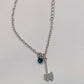 Silver Chain Bracelet with Axe & Rhinestone Charms