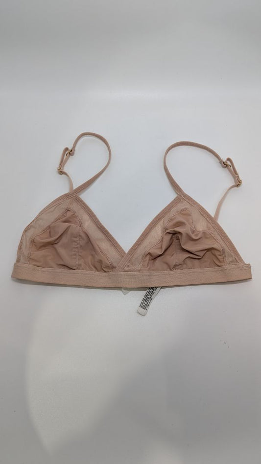 Madewell Beige Mesh-Trimmed Unlined Bralette