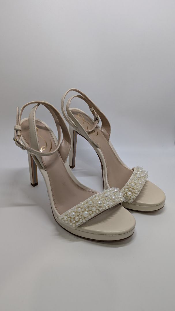 Sam Edelman Ivory Jade Perla Ankle Strap Heeled Sandals