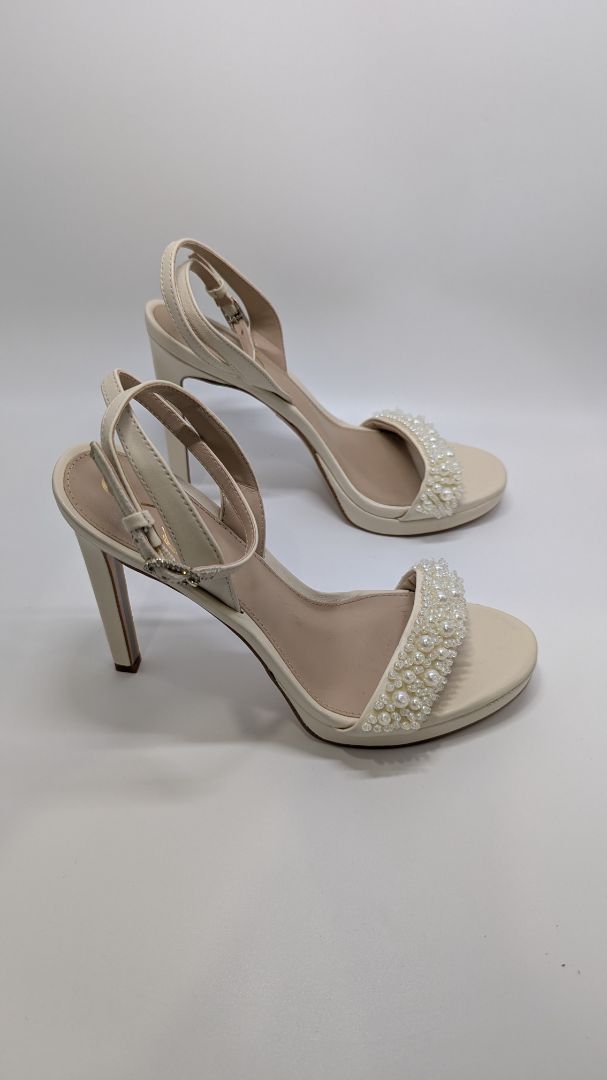 Sam Edelman Ivory Jade Perla Ankle Strap Heeled Sandals