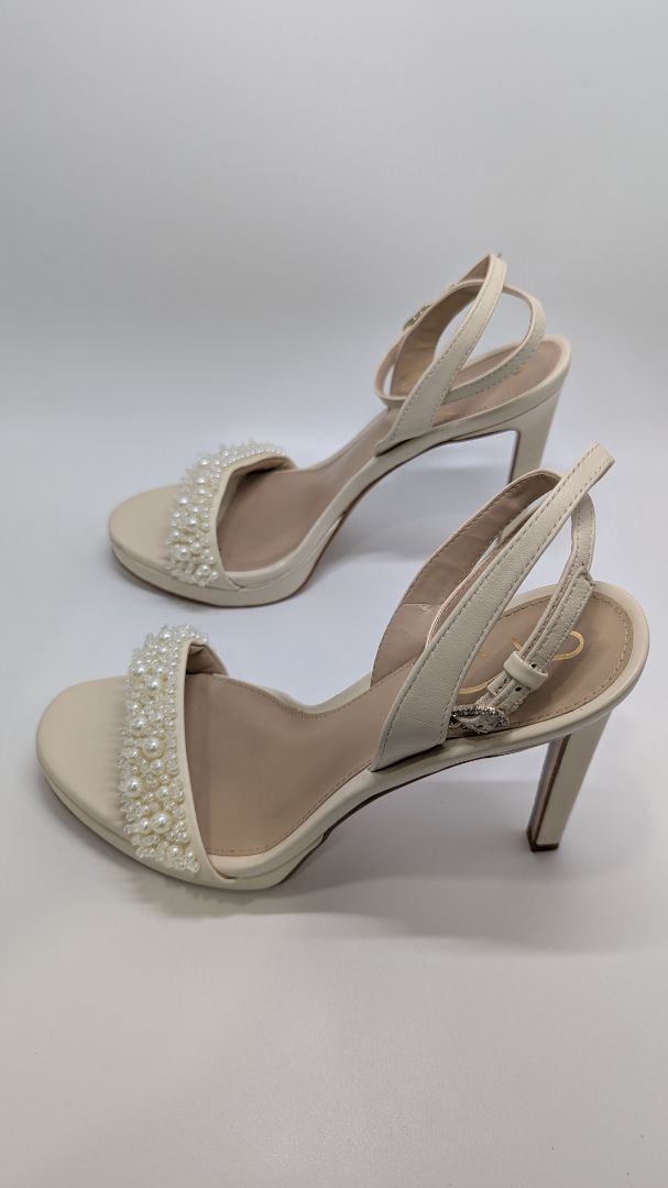 Sam Edelman Ivory Jade Perla Ankle Strap Heeled Sandals