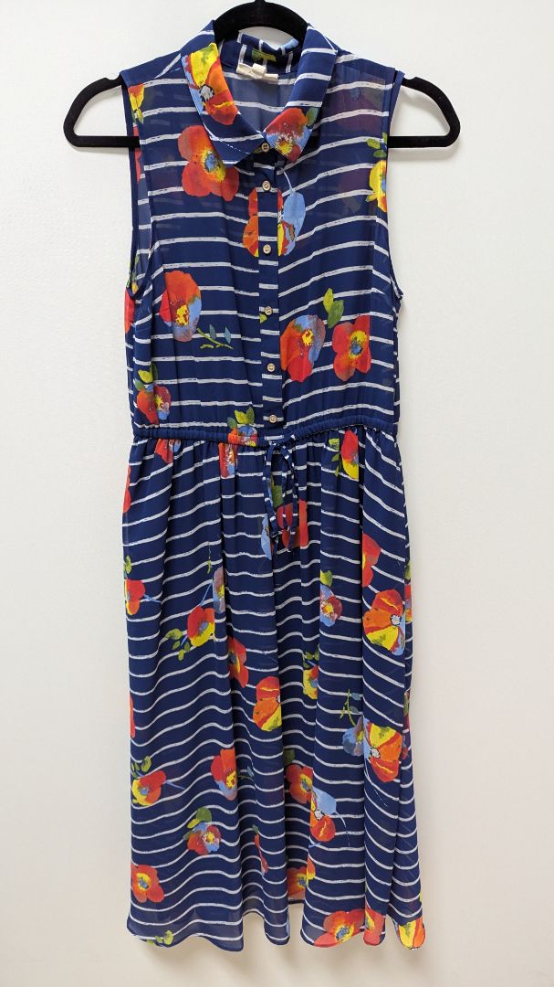 maison jules Blue/White Striped Floral Maxi Dress