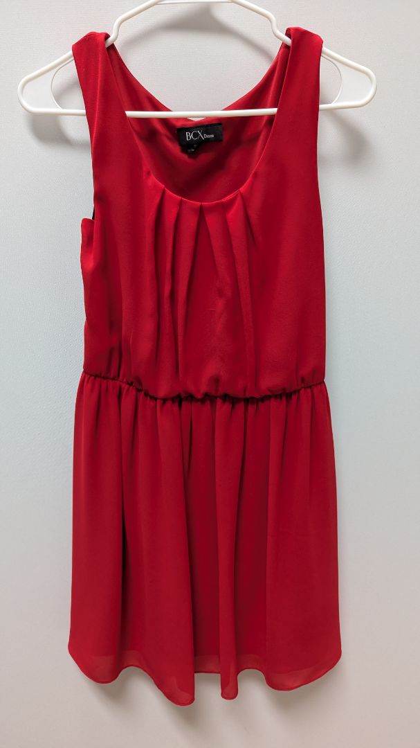 BCX Dress Red Sleeveless Belted Dress