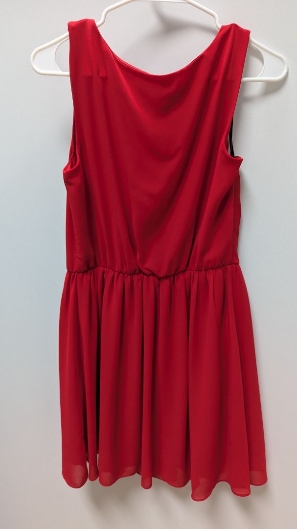 BCX Dress Red Sleeveless Belted Dress