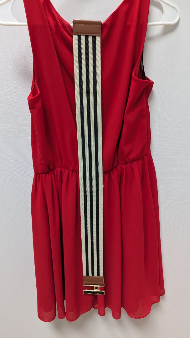 BCX Dress Red Sleeveless Belted Dress