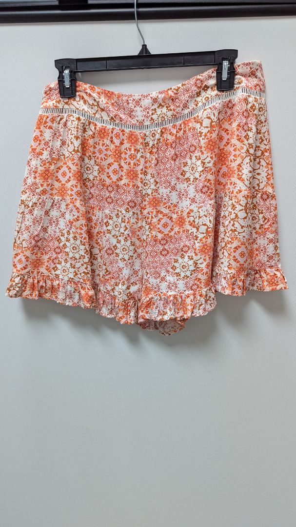 Chelsea & Theodore Orange Floral Ruffled Shorts