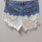 INC Denim Dipped Bleach Wash Denim Shorts