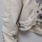 BlankNYC Ivory Embroidered Faux-Leather Jacket