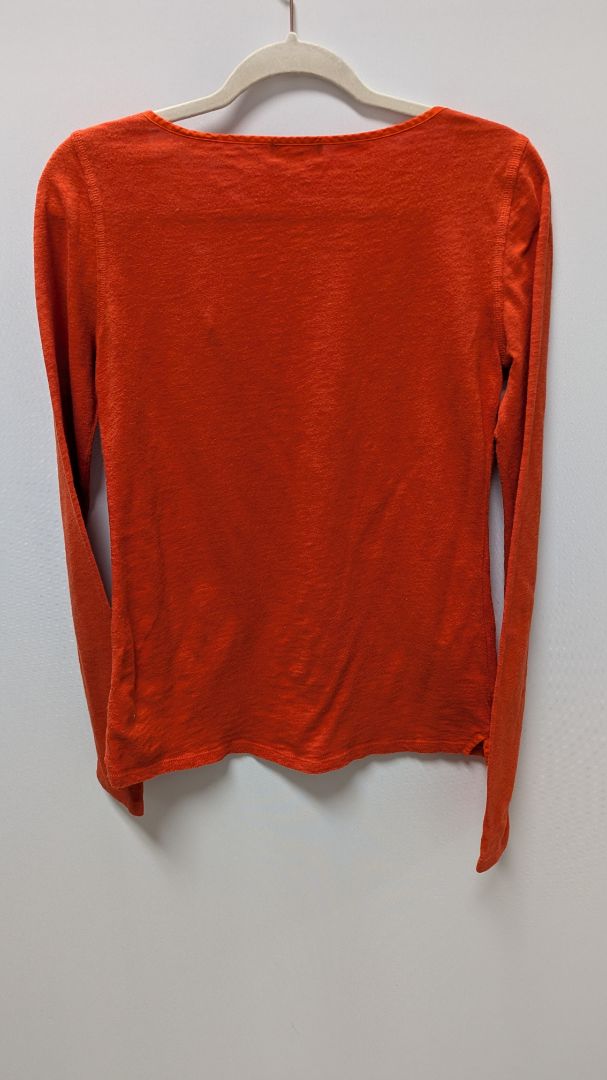GAP Orange V-Neck Long-Sleeve Tee
