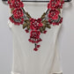 Top Ch White Embroidered Mesh Sleeveless Bodysuit