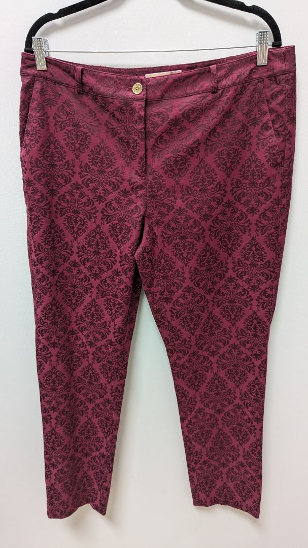 Michael Kors Burgundy Textured Printed Pants