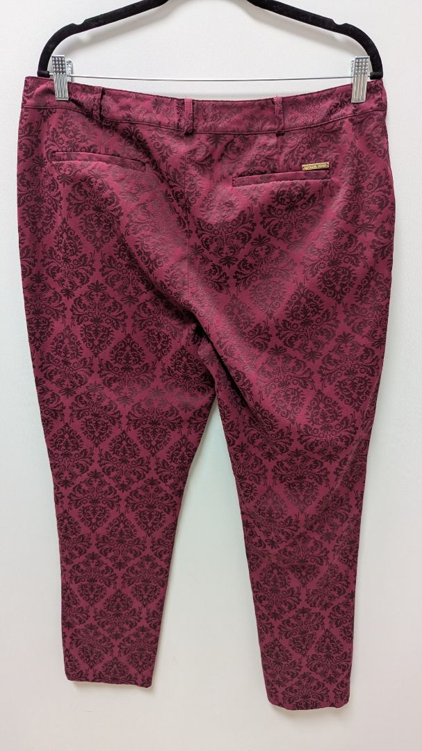 Michael Kors Burgundy Textured Printed Pants