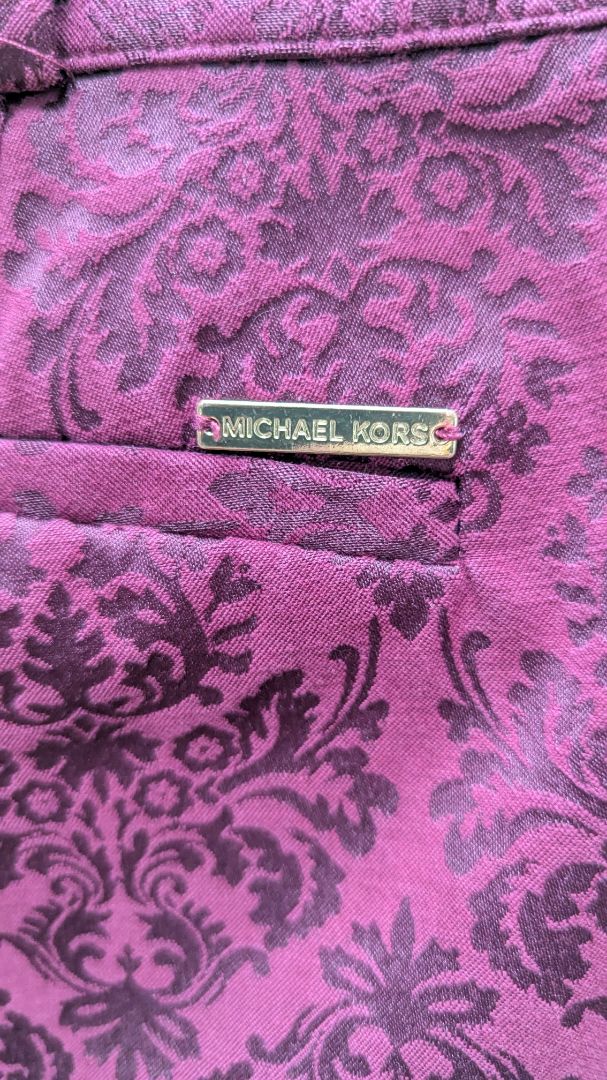 Michael Kors Burgundy Textured Printed Pants