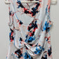 DKNY White Floral Knotted Sleeveless Blouse