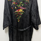 Golden Bee Black Embroidered Kimono Robe