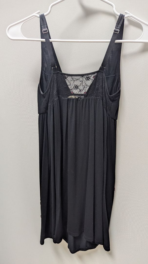 Soma Black Embroidered Knit Nightgown